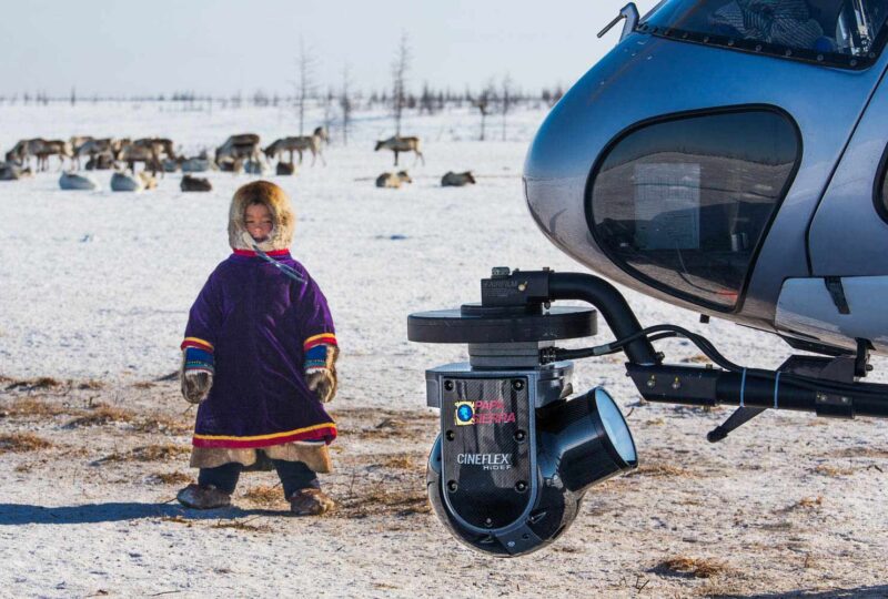 Cineflex Elite PapaSierra, cam&eacute;ra cin&eacute;ma  optique Canon. Grand froid